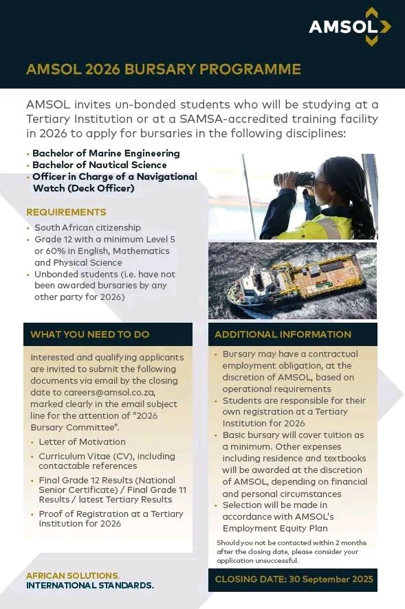 AMSOL Bursary Programme 2026